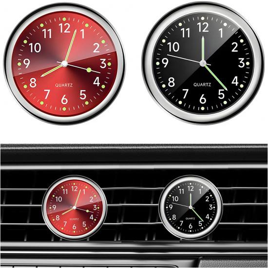 2 PCS Stick On Dashboard Car Clock, Mini Tiny Analog Quartz Luminous Air Vent Clocks, Self Adhesive Automotive Vent Clocks Watch, Vehicle Clock For