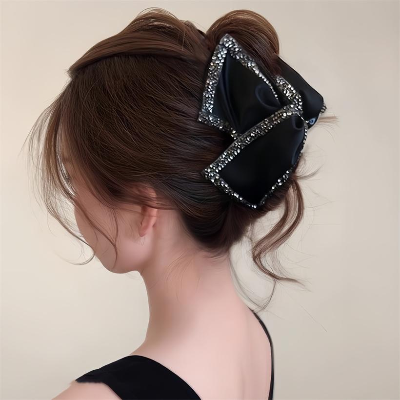 Large Rhinestones Bow Hair Claw Crab Elegant Pearls Hairpins Women Girls Sweet Hair Ornament Hair Clips Fashion Hair Accessories