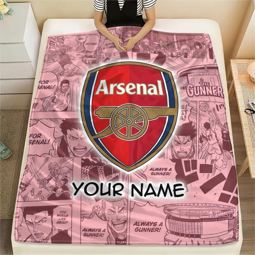 Custom Name Arsenal Flannel Blanket, High Quality Comfortable for All Seasons, Home Decor, Warmth and Comfort
