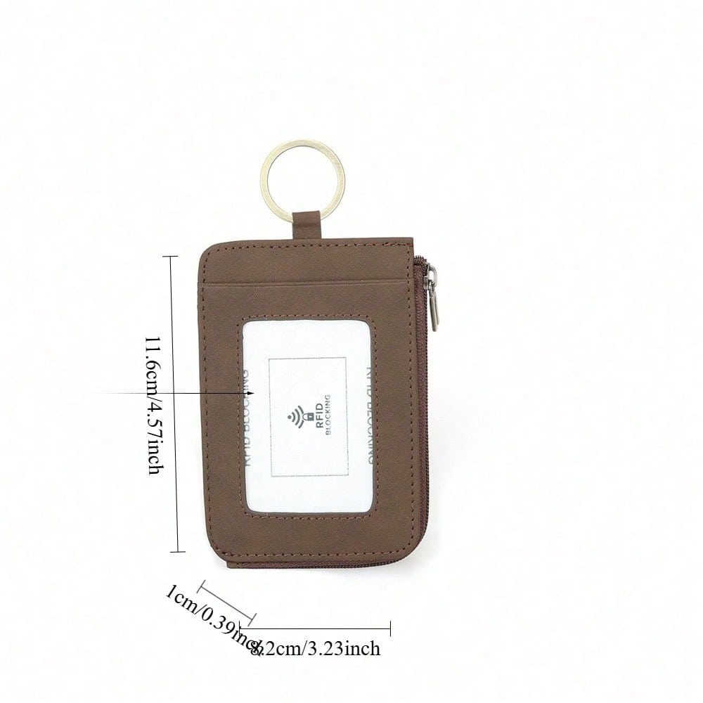 New Retro Zipper Change Card Bag, Simple RFID Anti-Theft Swipe Bank Card Work ID Card Holder