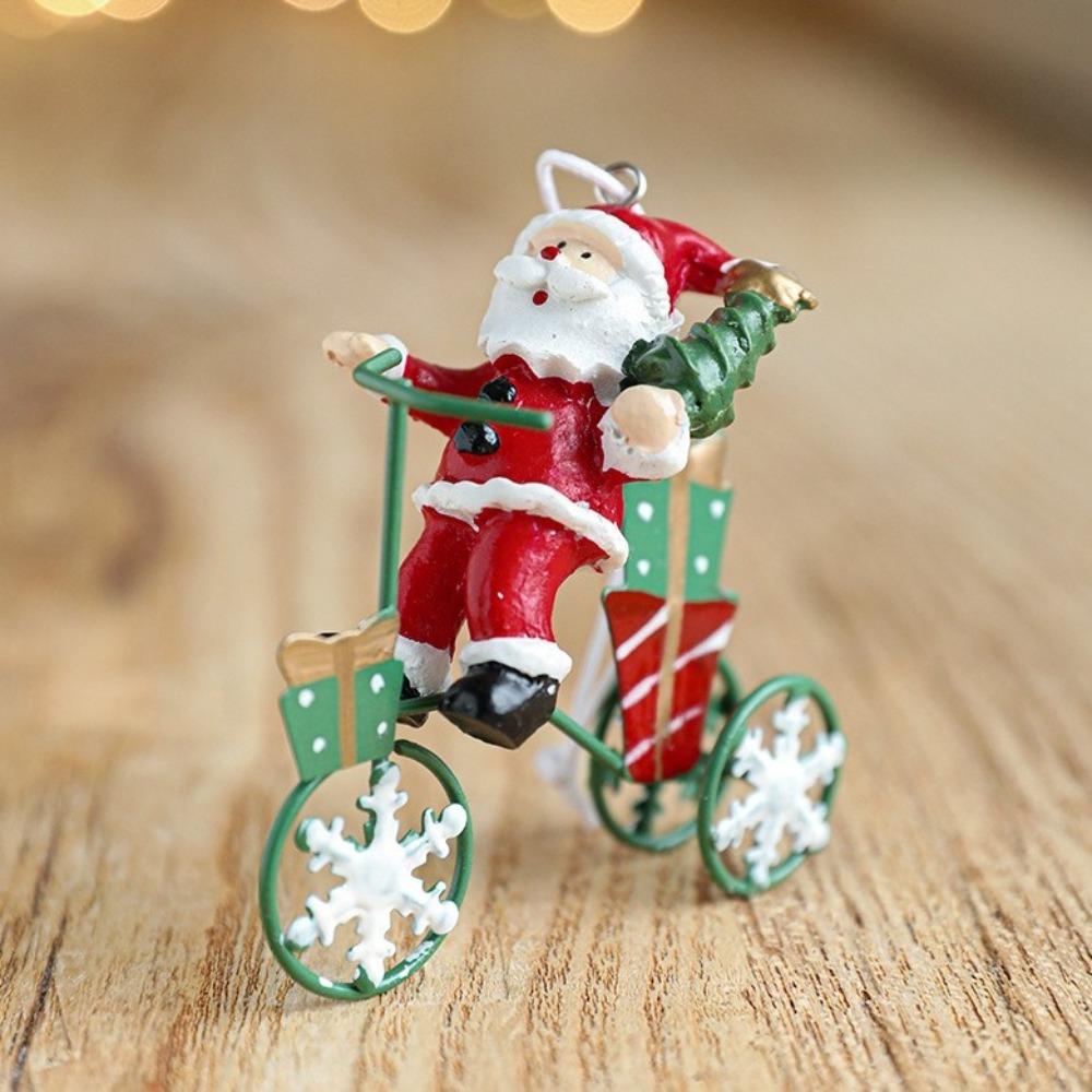 Resin Christmas Ornament Handmade Wrought Iron Christmas Decoration Painted Airplane Santa Claus Elk Tree Pendant