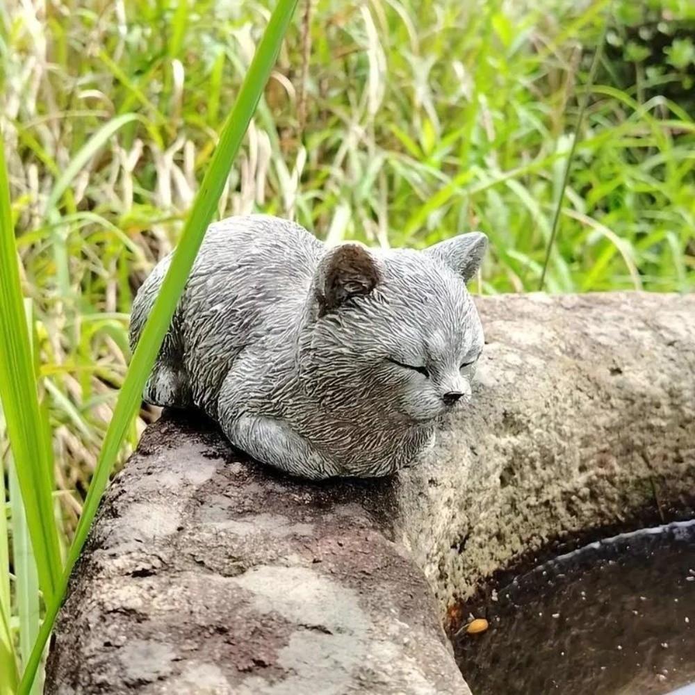 Unique Cat Statue Realistic Art Figurines Ornaments Garden Decoration Animal Figurines Home Decor