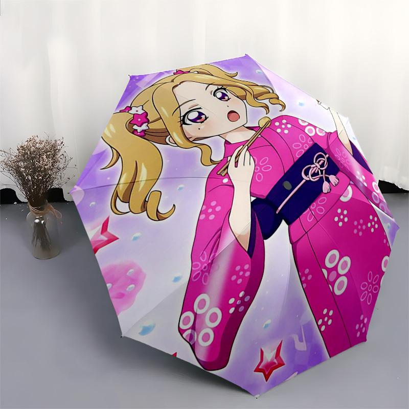 1pc Kawaii Anime Girl Outdoor Umbrella - Automatic Opening/Closing, Portable 3-Fold Design, 8-Rib Iron Frame, Perfect Gift for Fans, Travelers, Daily