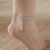 Bohemian Continuous Paw Print Pendant Double Layer Bead Ankle Chain Foot Jewelry for Women