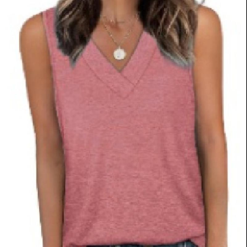 

Весна/Лето 2025 Женский Повседневный Однотонный Жилет без Рукавов с V-образным Вырезом XXL розовый