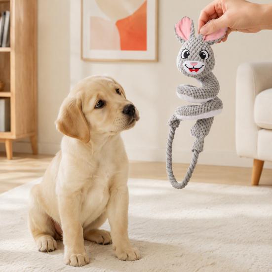 Interactive Toys for Bonding with Pets Dog Tug Rope Toy, Cute Fox Rabbit Squeaky Chew Toy Crinkle Paper, Soft Puppies Pull Medium Large