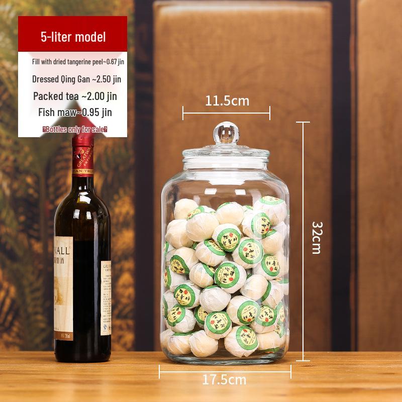 Large Glass Food-Grade Storage Jar for Dried Tangerine Peel and Tea Sealed for Freshness
