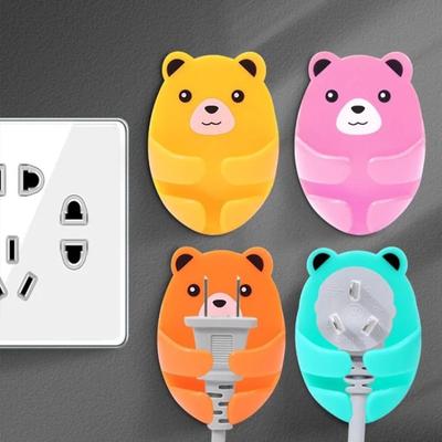 Ganchos de armazenamento de parede, utensílios de cozinha, decoração para casa, gancho em forma de urso, suporte de tomada sem impacto, tomada elétrica, organizador de banheiro