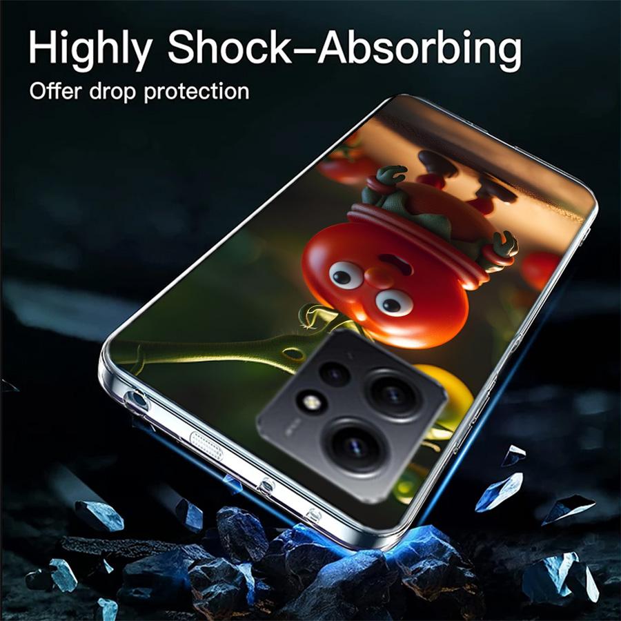 Angry Tomatoes Phone Case For Redmi 12 13C 12C 15C 9 10 10C Note 13 Pro Plus 14 15 Pro 9T 9C 9A TPU Soft Cover Clear Cell Cases