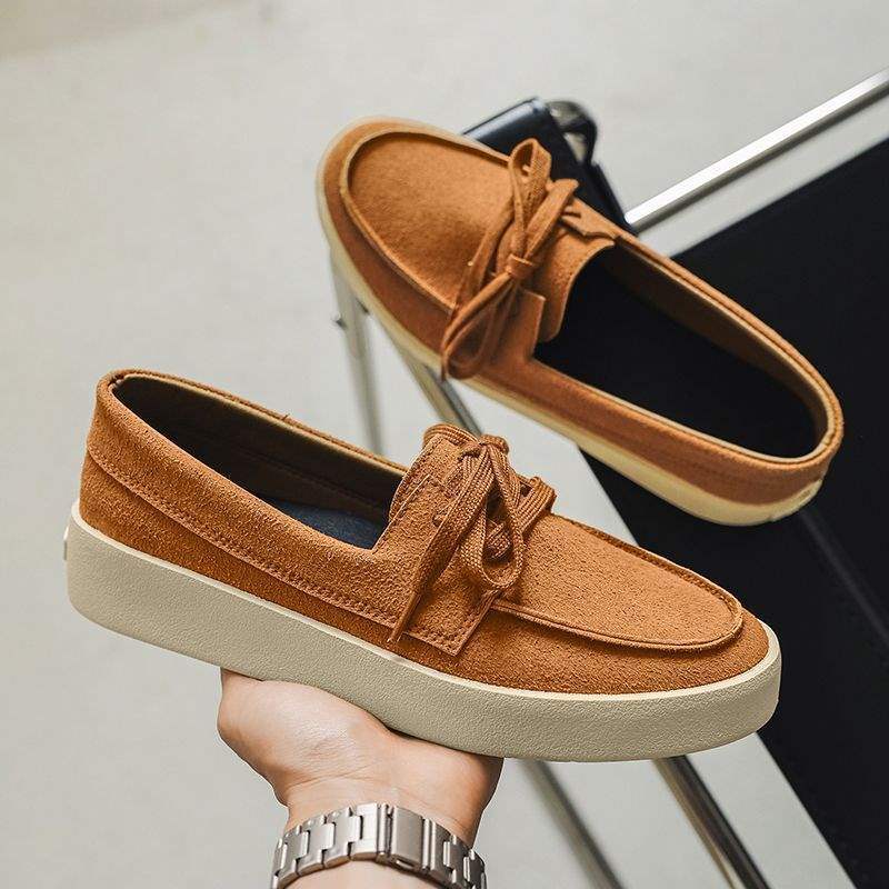 Small Leather Shoes Men's Platform British Style Ins Retro Korean Version Casual Board Shoes Doudou Shoes Lazy One Pedal Loafers