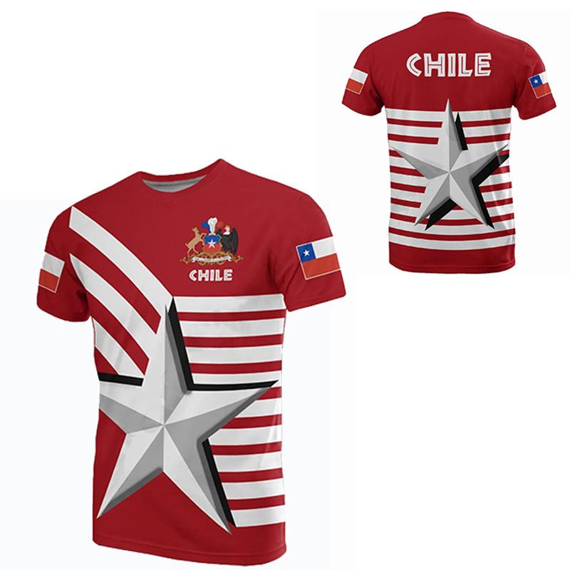Sommer Nationalflagge von Chile Aufdruck T-Shirt Chile Emblem Grafik T-Shirts für Herren Kinder Mode Cool Vintage Kurzarm