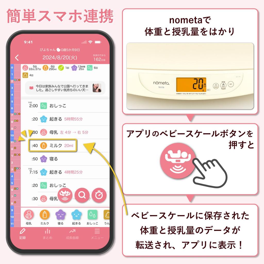 Tanita Baby Scale [Automatically records weight and feeding amount in the app (Piyolog)] Baby Scale BB-115L nometa Baby Gift (Web-only product)