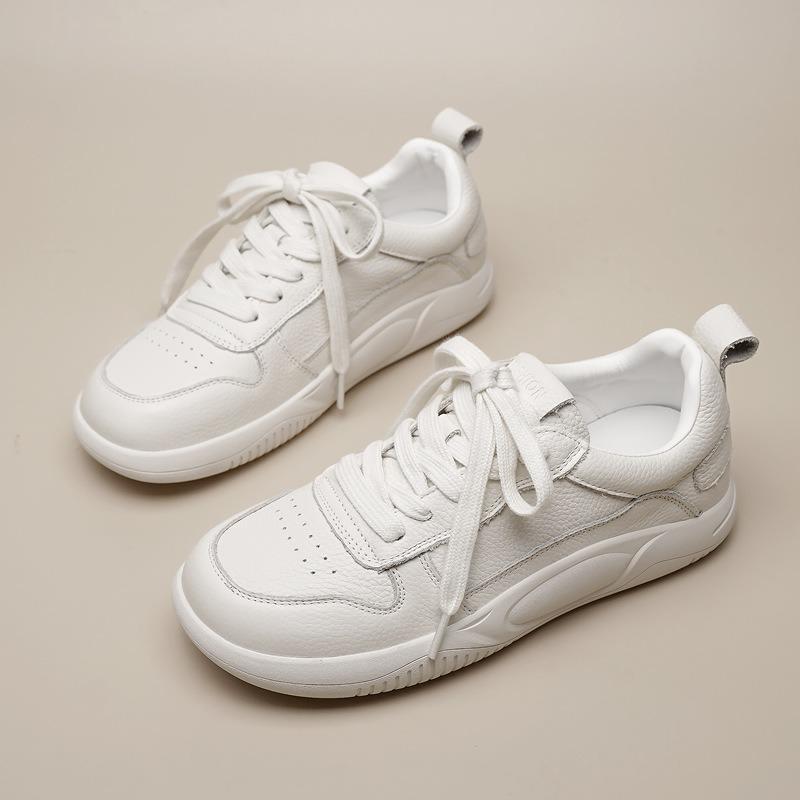 Leather little white shoes women's shallow mouth spring and summer new breathable versatile single shoes one pedal flat baseplate shoes