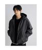 Faux Leather Hooded Padded Bomber Ash