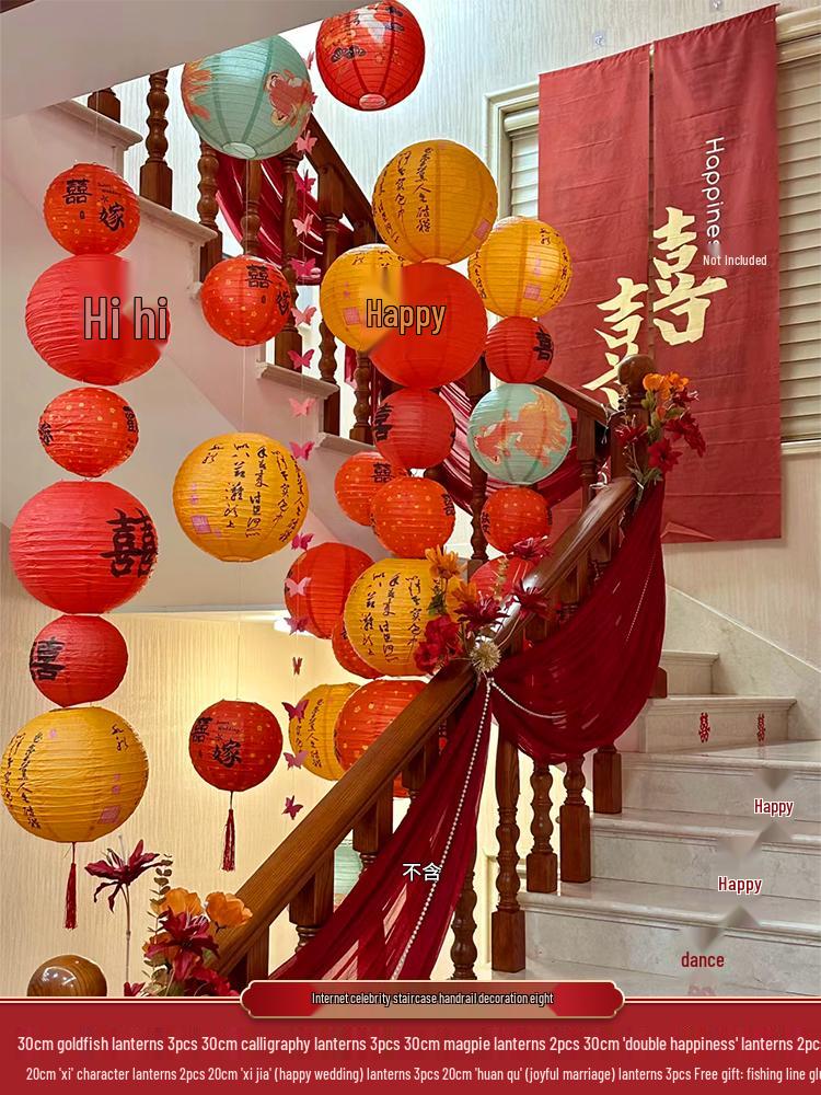 Creative Wedding Decoration Set: Stair Handrail Flowers & Bride Room Arrangement