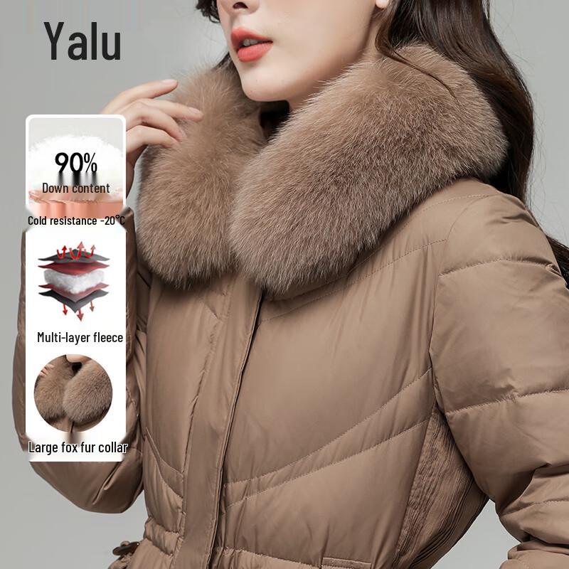 Yalu Women's 90% Down Fox Fur Collar Long Winter Coat