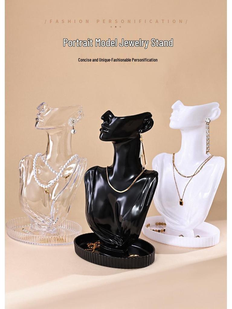 Portrait Necklace and Earring Display Stand - Jewelry Model Holder