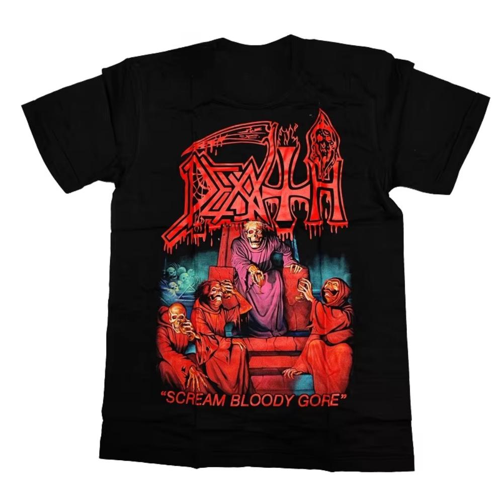 2025 DEATH Scream Death Metal Thai Band Classic Reprint Flower Short Sleeve Men Women T-shirt High Quality Luxury Brand Selling