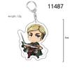 Attack on Titan Keychain: Acrylic Pendant featuring Captain Levi, Eren, Mikasa, and Armin.
