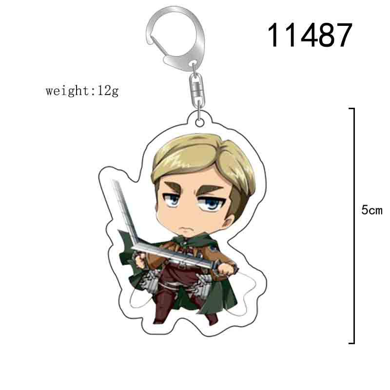 Attack on Titan Keychain: Acrylic Pendant featuring Captain Levi, Eren, Mikasa, and Armin.