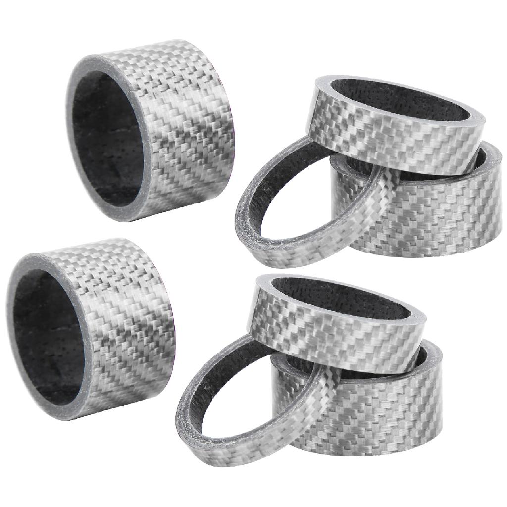 2 Set Carbon Fiber 5 10 15 20mm Bicycle Headset Front Fork Spacer Stem Bike WasherSilver