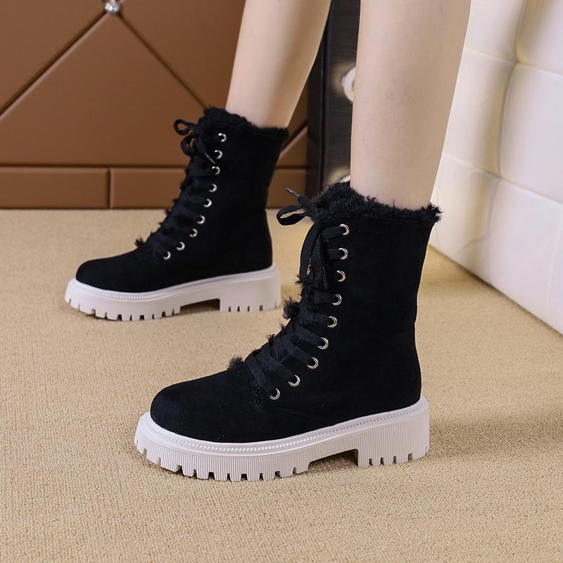 Bottes Femme Automne Hiver 2024 Nouveau Style Britannique Bout Rond Semelle Épaisse Chevalier Bout Rond Chelsea Botines De Mujer