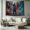 Kratos God Of War Wall Tapestry Aesthetic Wall Hanging Printed Fabric Blanket Decorative Tapestries for Bedroom Living Room Home Decor