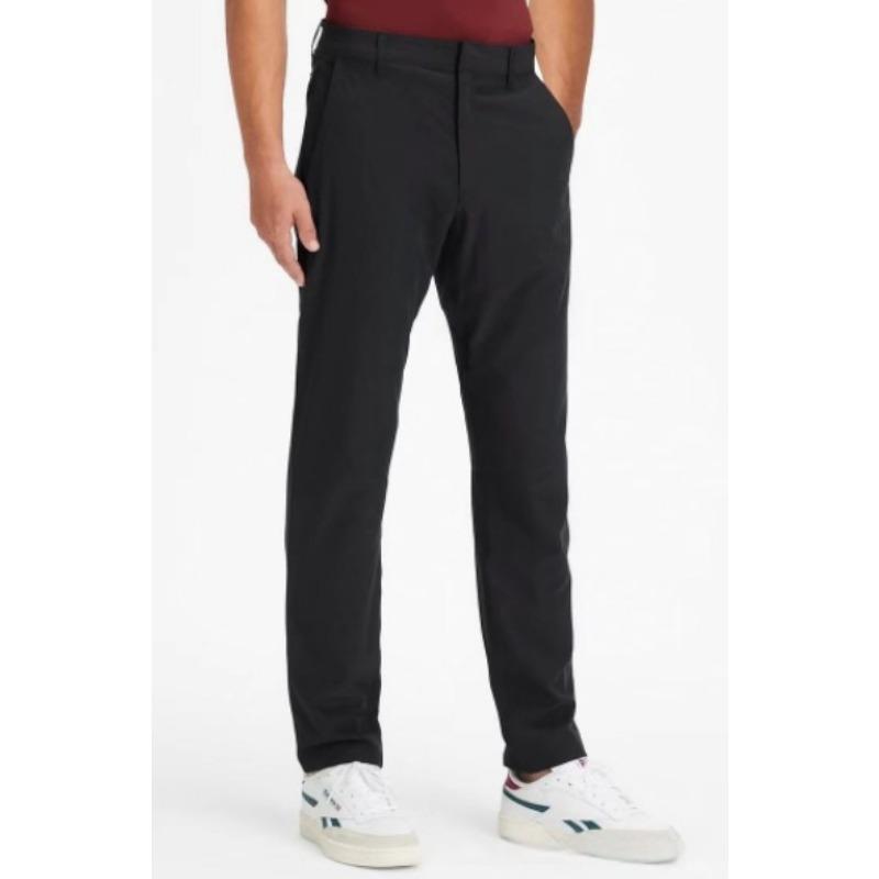 Mens Slim Fit Business Casual Solid Color Pants With Zipper Pockets S чёрный