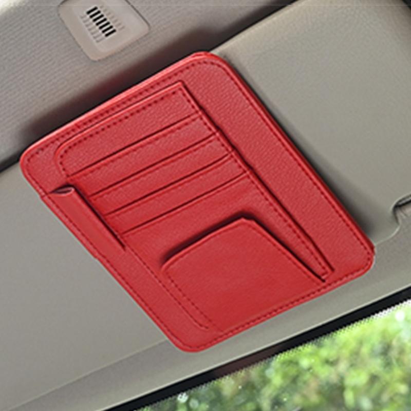 PU Leather Car Sun Visors Glasses Holder Glasses Bracket Auto Sun Visors Plate Sunglasses Case Card Pen Holder