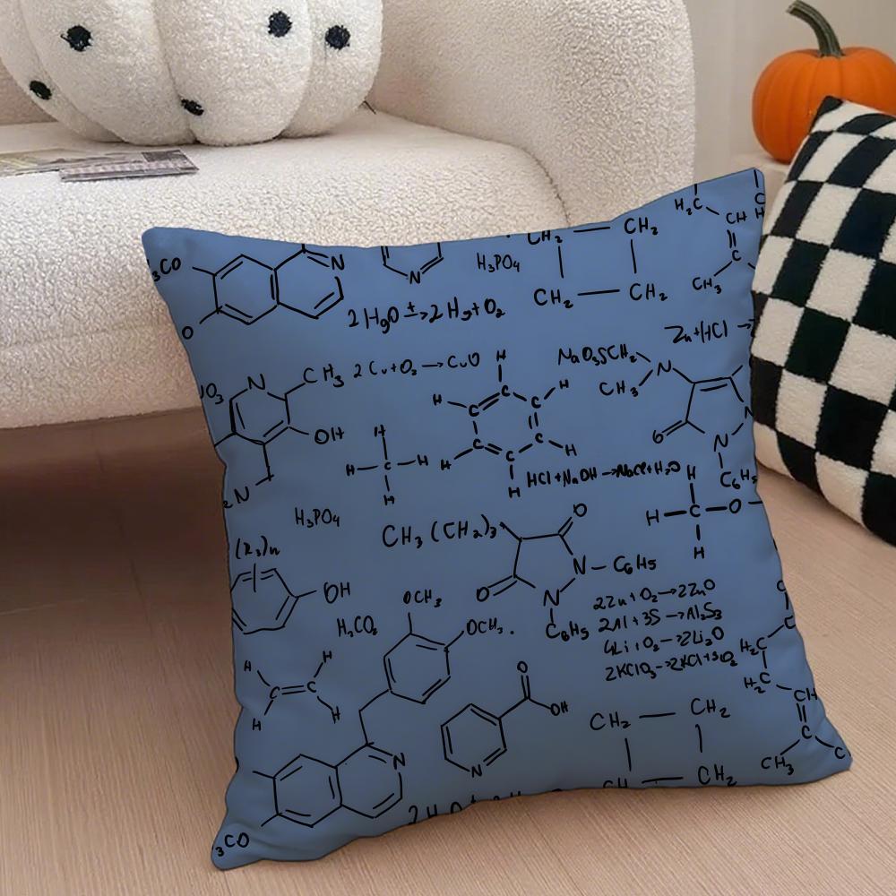 Experimental Fundamental Chemistry Cushion Cover Throw Pillow Cover Hidden Button Durable Polyester Chair Cushion