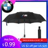 BAGI7 Autoaufkleber Heiß Für BMW Auto Styling Auto Logo Geschäftsregenschirm Winddicht Automatischer Dreifach faltbarer Regenschirm Auto Schutz Zubehör