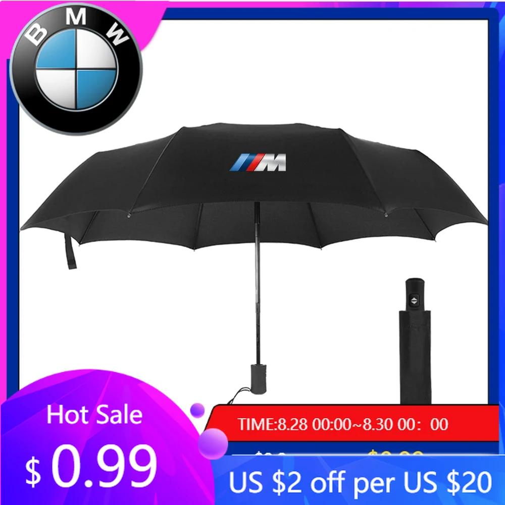 BAGI7 Autoaufkleber Heiß Für BMW Auto Styling Auto Logo Geschäftsregenschirm Winddicht Automatischer Dreifach faltbarer Regenschirm Auto Schutz Zubehör