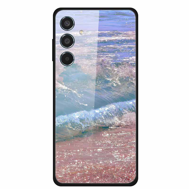 Glass Cellphone Case For Samsung Galaxy M35 Hard Plastic Back Cover For Samsung M 35 Flowers Painted Cases Fundas Shell Shield