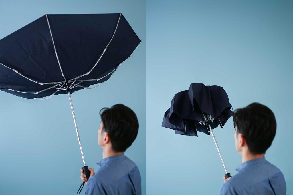 Komiya Shoten 65cm Automatic Large Folding Umbrella Durable Fiberglass Windproof High Wind Resistant Super Water Repellent Teflon Safety Plain