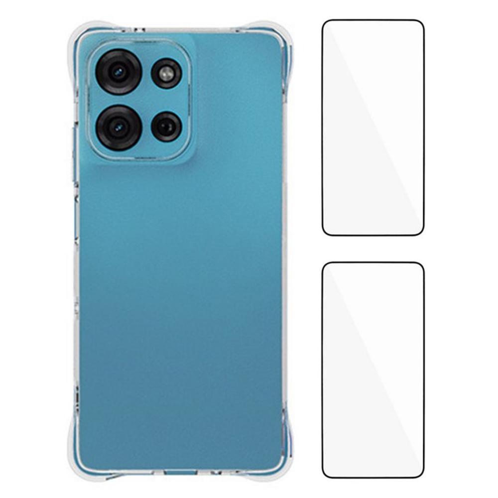 

WANLONFENG WL2 Series for Motorola Moto G75 5G Case 2.0mm TPU Precise Cutouts Phone Cover with 2Pcs Tempered Glass Films Type A