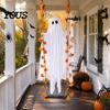 Realistic Fabric Ghost Light Up Hanging Swinging Halloween Decoration with Remote Control, Large White Spooky Outdoor Yard Decor Ornament Maple Leaves