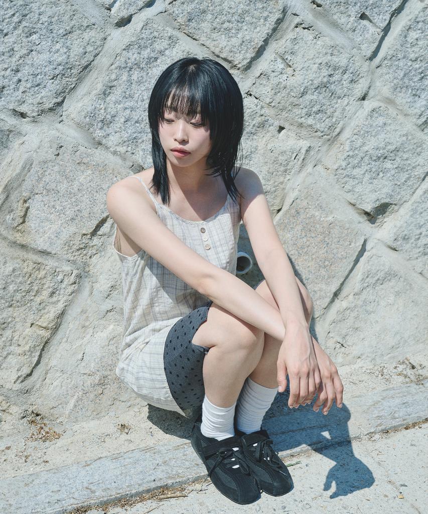 Mihebeu [Blue Closet X Miheb] Check Layered Sleeveless Dress Butter Yellow