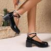 Women's Thick Heel Shoes Spring New Square Head Shallow Mouth Thick Bottom Metal Buckle Anti-slip Wear Mary Jane Shoes