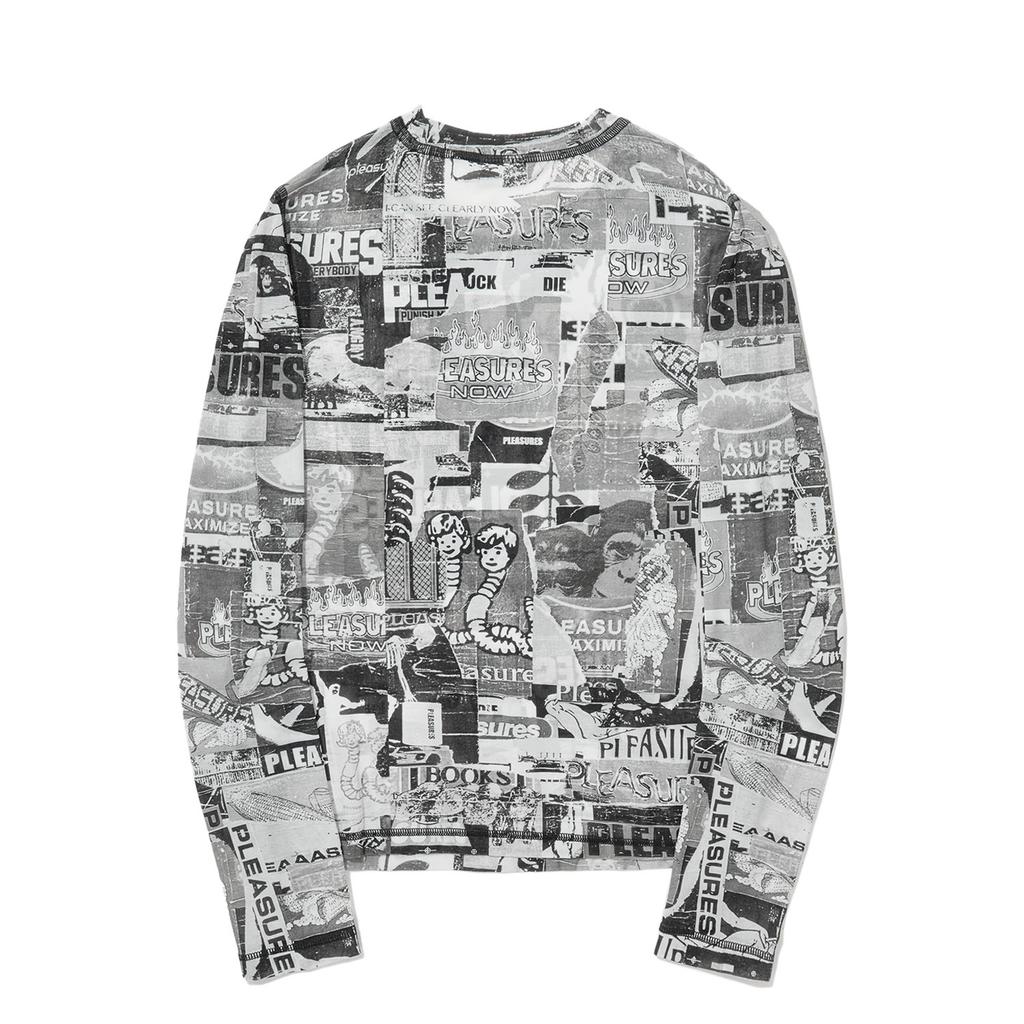 Li Ning X Pleasures Collaboration Skateboard Series All Over Print Letter Round Neck Comfortable Breathable Fitted Long Sleeve T-Shirt AUDU122-1