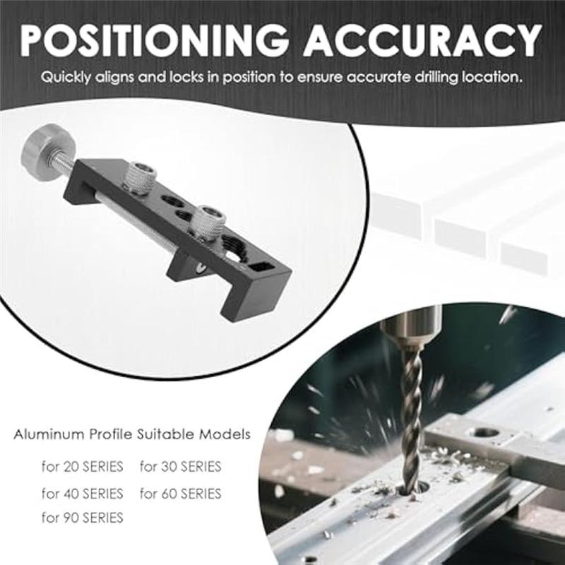 A27F-Hole Drill Jig For 2030 40 60 90 European Standard Aluminum Profile Drilling Guide Woodworking Tools