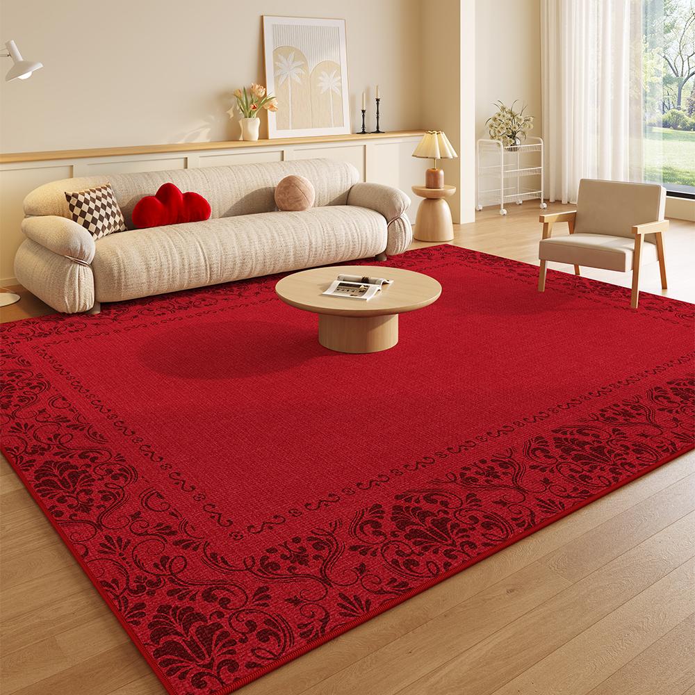 Red New Year Living Room Carpet, Cream Style, Festive And Easy To Clean, Dining Room, Bedroom Floor Mat, Home Decoration