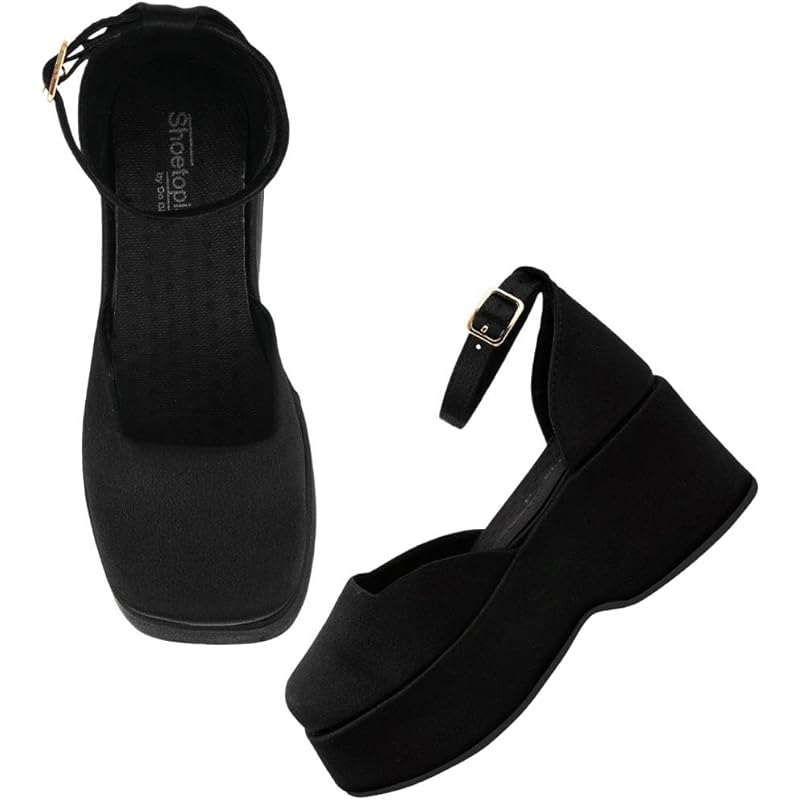 Shoetopia Stylish Black Chic Pumps For Girls-Eu39