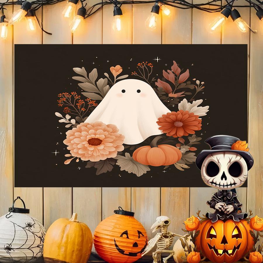 Spooky Floral Ghost Tapestry Background Cloth Hanging Cloth Bedroom Bedside Decorative Wall Cloth Rental Dormitory Tapestry