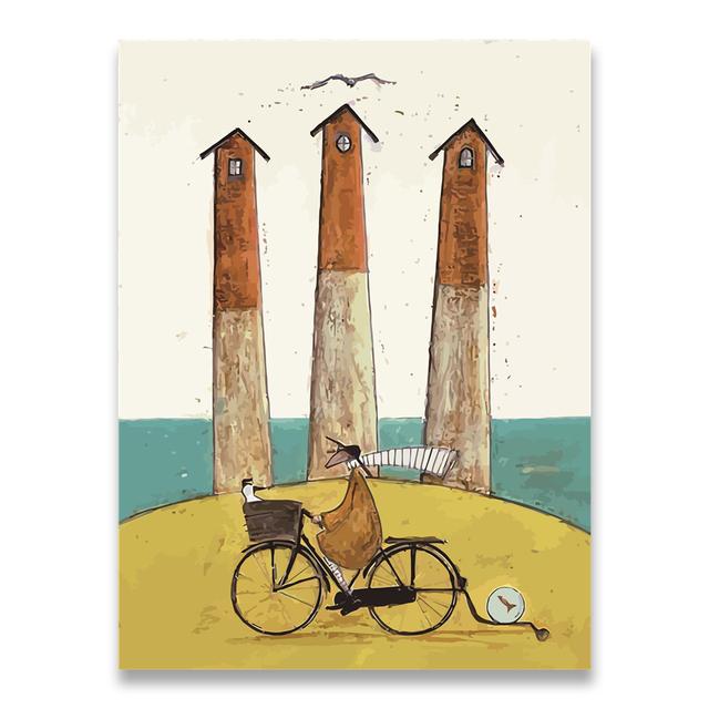 Vintage Nordic Abstract Landscape Canvas Wall Art Paintings Cartoon Dogs Posters and Prints Pictures Kids Bedroom Home Decor