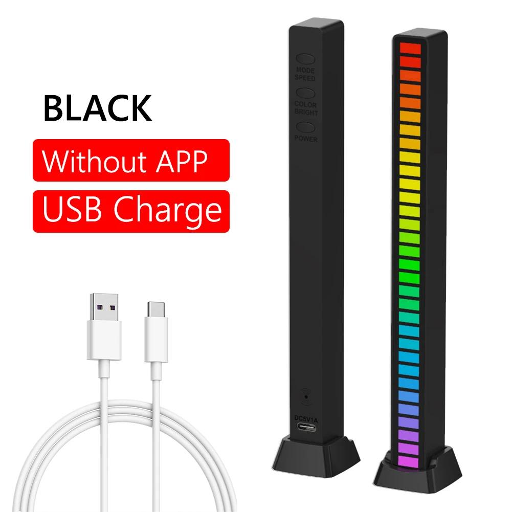 LED Strip Light RGB Music Sound Control Lights 40 LED Rechargeable App Control Music Atmosphere Rhythm Pickup Lamp Computer Car
