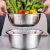 3Pcs Three-in-one Grater Bowl Multifunctional Washing Basin Practical Slicing Disc  Kitchen