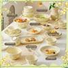 Spring Creamy Yellow 37-Piece Underglaze Ceramic Dinnerware Set