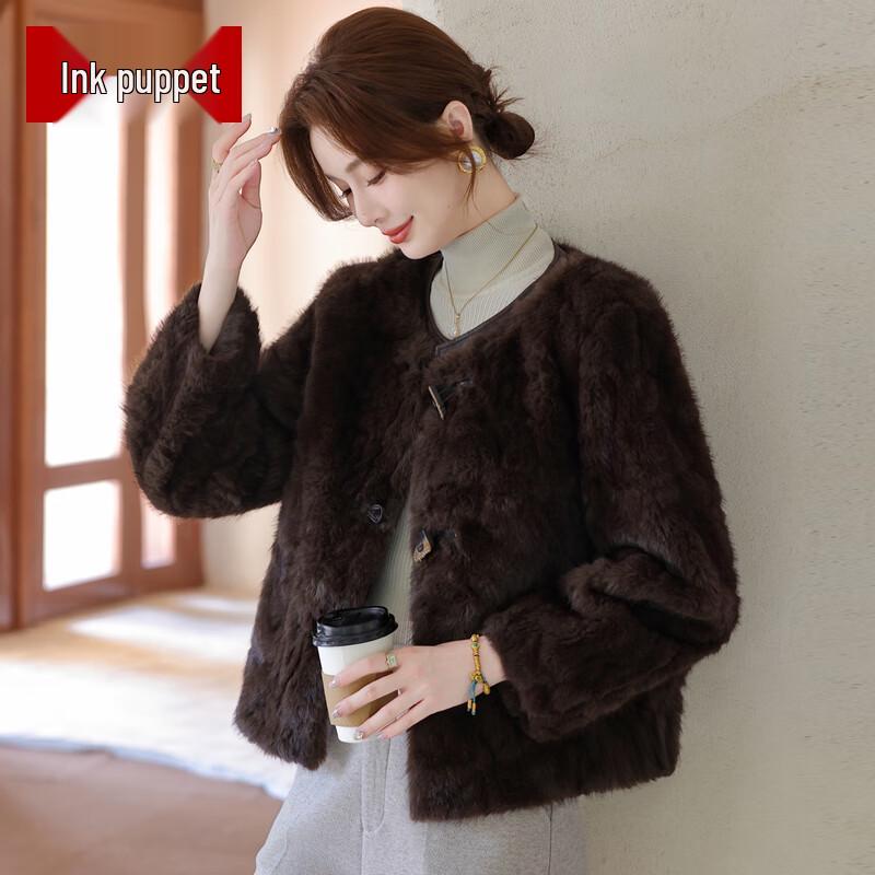 Mo'ou Women's Autumn/Winter Solid Color Loose Round Neck Jacket