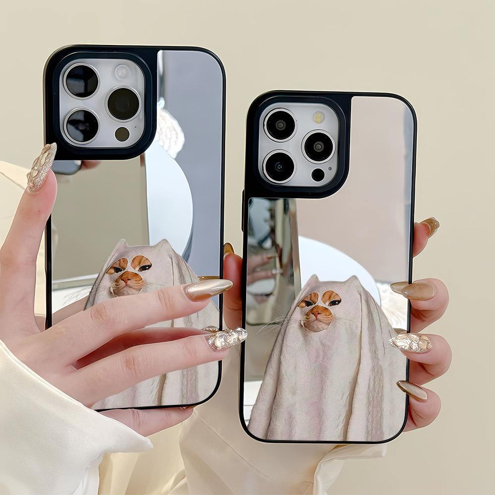 Halloween Headgear Kitten Suitable for Apple 17ProMax Mirror Mobile Phone Case 16pro Apple 15/14 Anti-drop 13
