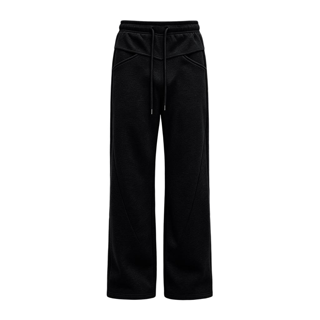 Men's Casual Loose Fit Wide Leg Pants with Elastic Waist Straight Leg Long Trousers